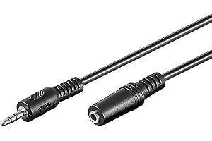 Goobay 50935 Headphone and Audio AUX Extension Cable, 3-pin 3.5 mm, Black, 4 mm Diameter, 10 m Cable Length