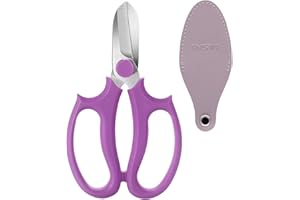 YYG Floral Shears, Premium Steel Garden Pruning Shears Floral Fruits Leaf Scissors Hand Pruner Snip Trimming Tool for Gardening Flower (Purple, 6.5)