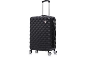 Preston Morgan Medium Suitcase on 4 Dual Spinner Wheels Super Lightweight ABS Hard Shell Hold Check in with Built-in TSA Lock (Black, 75L)