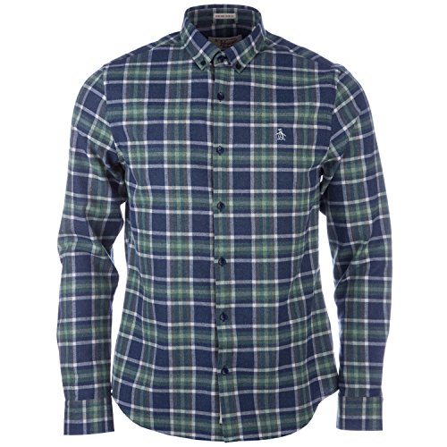 Original Penguin Mens Mens Flannel Checked Shirt In Navy Green