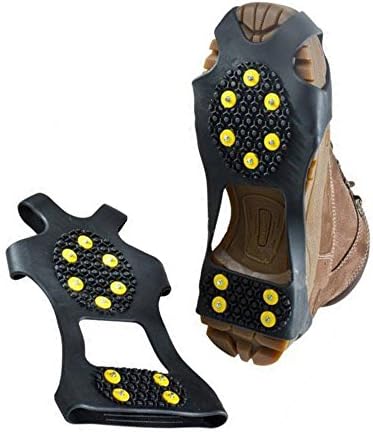 Ice & Snow Grips 10 Steel Studs Ice Cleats Crampons Spikes Over Shoe/Boot Traction Cleat Footwear Easy Slip On (1 Pair)