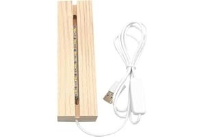 unknows Base de lámpara, luces LED desconocidas Base de pantalla Material de madera de haya Luz nocturna rectangular para cristal 3D Base de lámpara de luz cálida navideña