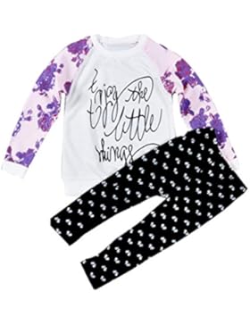 LuckyGirls Baby Kleidung Set Mädchen Langarm Druck T-shirt Tops + Hosen Outfits