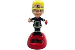 Porfeet Auto-Ornament, Reizendes Feuerwehr-Solarautomatisches Schaukelkopf-Auto-Innenraum-Armaturenbrett-Ornament-Geschenk