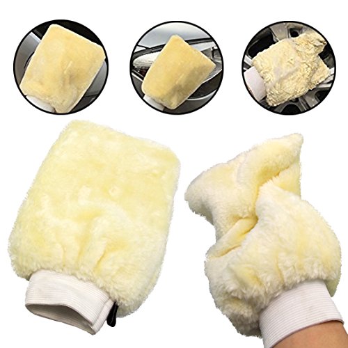 JJOnlinestore  Guante limpiador para coche, caravana, casa, hogar, cocina y baño, microfibra, en húmedo y en seco, manopla, color beige