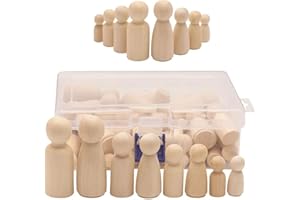 CYH 50 pezzi figure in legno da dipingere – pedine in legno di bambola incompiuto – Peg doll legno bambola naturale fai da te – per pittura bambini decorazione fai da te