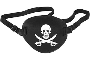 Wakauto Weiche Bequeme Augenklappen für Piraten-Augenklappenmaske Schädel Und Gekreuzte Knochen mit Verstellbarem Riemen für Halloween-Weihnachtspiraten-Themenparty