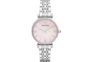 Emporio Armani Orologio da donna, Movimento al quarzo a due lancette e cassa da 32 mm con cinturino in acciaio inossidabile, pelle o silicone