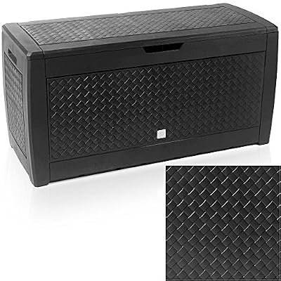 Deuba Coffre malle de rangement avec roues - optique osier anthracite