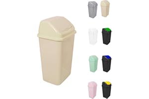 Jardin202 - Cubo de Basura con Tapadera Basculante - 30/50 Litros - Ideal para Hogar y Oficina | 30 L (Beige)
