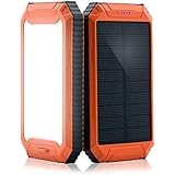 Power Bank, PowerGreen Solar Charger with 32LED Flashlight 10000mAh Solar Power Bank Dual USB External Battery Pack for 5V Digital Mobile Devices (Orange)