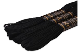 UMC STAG Pack of 3 Premium Embroidery Thread | 100% Egyptian Cotton Premium Skeins | Cross Stitch Embroidery Floss | Oeko TEX Certified Stranded Cotton (Black)