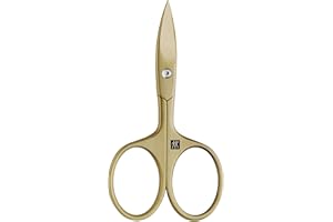 ZWILLING Tijeras para uñas (afiladas, filo ligeramente curvado con microdentado, hipoalergénicas, para uñas de manos y pies), Premium, doradas, 90 mm