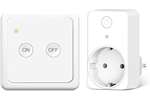 LoraTap Prise Sans Fil Télécommandée, 2500 Watts, Portée 200M, Radio 868Mhz, Prise Electrique Intelligente, Piles Fournies, Commutateur à Distance, Interrupteur Mural