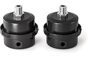 Bwintech 2 pcs Air Compressor Muffler Silencer Filter 1/4" Thread Black Metal Intake Filter Silencer for Oil-Less air Compressor