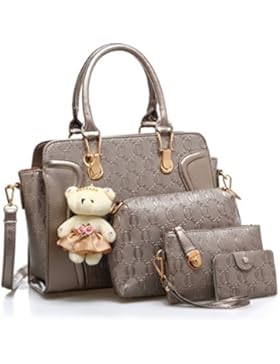 Longlove 4 Set Bag Frauen Clutch Bag Kunstleder Schulter Crossbody Handtasche Handtaschen