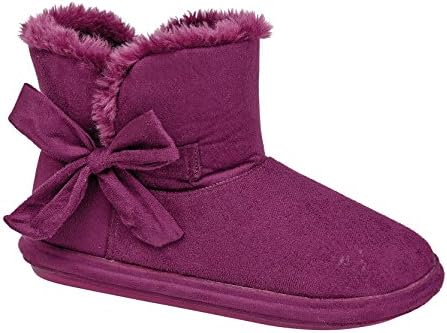 Jyoti Womens Faux Suede Furry Bootee Slipper Ladies Warm Slippers Sizes UK 3 4 5 6 7 8