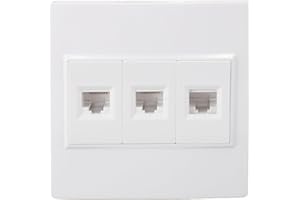 ANNADUE CAT6 Ethernet Faceplate Single 3 Port RJ45 Socket Ethernet CAT6 Wall Socket Female Keystone, Gigabit Wall Plate for CAT6 CAT6A CAT5E CAT5 Network Ethernet Cable