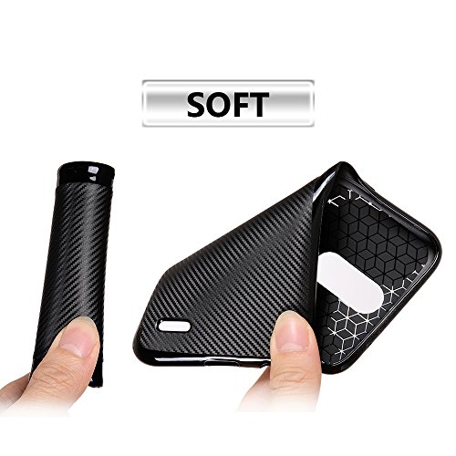 LG K10 2017 Funda  Voguecase TPU protectora  Fibra de carbon-dorado  Silicona Funda Tapa Case Cover con Absorcion de Impactos y Anti-Aranazos Espalda Movil Celular Carcasa  Gratis aguja de la pantalla stylus universales