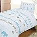 COT BED DUVET COVER WITH PILLOWCASE- SUPERIOR NATURAL COTTON RICH 120 X 150 CM - WILD ANIMALS