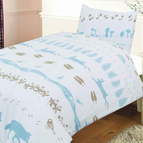 COT BED DUVET COVER WITH PILLOWCASE- SUPERIOR NATURAL COTTON RICH 120 X 150 CM - WILD ANIMALS