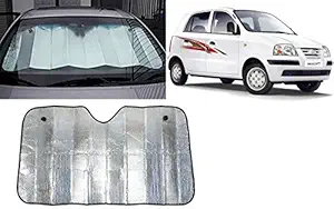 Autopearl Collapsible Mesh Foldable Auto Front / Rear Window Sun Shade Car Windshield For Hyundai Santro Xing (130 * 60 Cm_Silver)