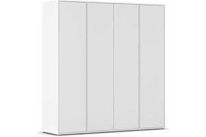‎RAUCH MÖBEL Rauch Möbel Nabila Kleiderschrank für Schlafzimmer, Kinderzimmer, Jugendzimmer, Flur, 4-türig, Push-to-Open, mit Zubehör Basic, Farbe Weiß, Breite 187 cm