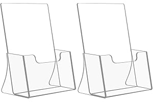 HIIMIEI Acrylic Freestanding Brochure/Leaflet Holder A5 2 Pack - Clear