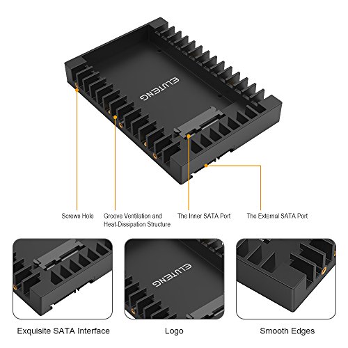 ELUTENG Wechselrahmen SATA 2,5″ auf 3,5″ SSD Einbaurahmen SATA 3.0 Festplatten Adapter 6 Gbp/s HDD Mounting Bracket für für 7mm 9.5mm 12.5mm SATA HDD oder SSD - 6