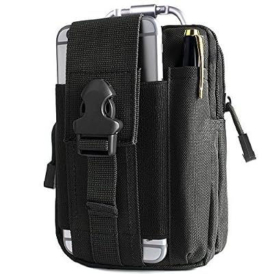 Unigear Sac Tactique Ceinture, Sacoche Ceinture Molle EDC 1000D/ Sac Multifonctionnel avec Un Mousqueton pour Cyclisme, Randonnée, Alpinisme Course Sports Extérieurs (Noir)