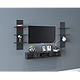 Furnifry Wooden Dime TV Entertainment Unit with 2 Wall Shelf/Wall Set Top Box Shelf Stand/TV Cabinet for Wall/Set Top Box Holder for Home/Living Room Ideal for TV Upto 42" (Black)