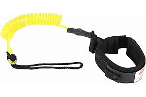 SOLUPTANISU Snowboard Leash, Boxhandwickel, Surfboard Leash Stand Up Paddle Board Coiled Spring Leg Foot Ropesurfing 5Mm(Yellow) Board Leash Pastel Surf Bodyboard 5ft Leach to Arm