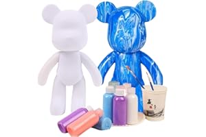 WORLDWIDE Orso fai da te da dipingere, set creativo brand per adulti e bambini, statuetta 3 colori, pennelli e accessori, regalo e decorazione per la casa (blu celeste)