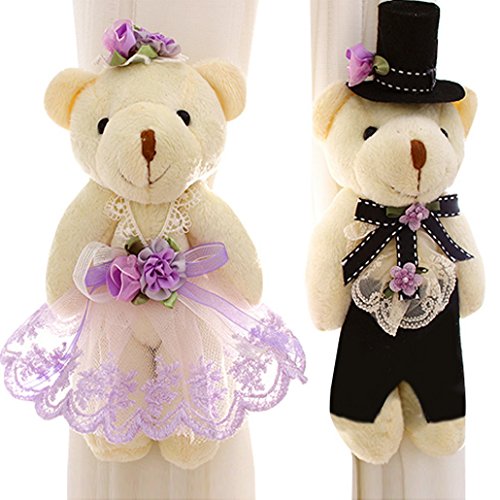 Happy Cherry Bear Curtain Tieback Decor Holder Buckle Holdback Belt Hooks Clip Clasps Toy Accessories - Purple