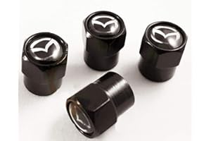 3DR Black Dust Valve Caps with Maz Black Logo. Flair Crossover Mazda2 Demio Mazda3 Mazda6 Atenza MX-5 Roadster CX-3 CX-4 CX-5 Bongo BT-50 Titan Eonos
