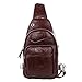 Produktbild Schultertasche Herren Brusttasche Leder Herren Brusttasche Vintage Top Leder Herren Brusttasche Casual Schultertasche für Freizeit Business Umhängetasche, Brustrucksack, diebstahlsichere Rei