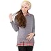 ANNO Maternity Plus Size False 2 Lapel Collar Long Sleeve Check Pregnant Shirt US XL(Asian XL) Grey