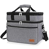 Lifewit 23L Kühltasche Gross Lunchtasche Isoliert mit Abnehm- und Verstellbarer Schulterriemen für Aufbewahrung von Wärme und Kälte, Multifunktional Picknicktasche,Grau