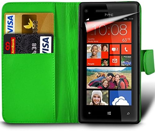 Wileyfox Swift 4G Dual SIM Premium PU Leather Wallet Flip Skin Case Cover in GREEN with MINI Capacitive Stylus Touch Screen Pen