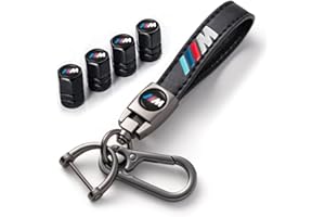 ACHARD Ventilkappen Staubkappen für Autoreifen,Schlüsselanhänger für Autoschlüssel für BMW M M2 M4 M5 M6 M8 X1 X2 X3 X5 X6 M135i M240i Z4 328i X7,Kombi aus Auto Reifen Ventilkappen&Auto Schlüsselanhänger