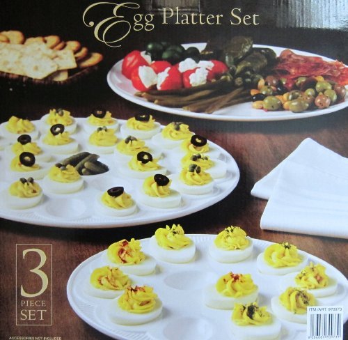 Classic Ceramic Egg Platter Set - 3pc, White by Costco