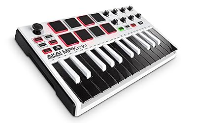 AKAI Professional MPK Mini MkII White Clavier Maître MIDI/USB 25 Touches Sensibles à la Vélocité avec 47 Pads et Joystick 4 Voies - Edition Limitée