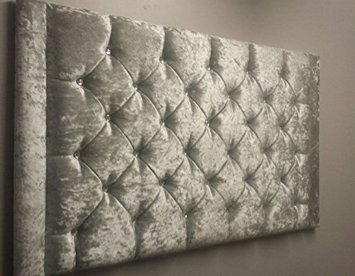 elegantbeds Manchester Design Crushed Velvet headboard 32" inch hight (4FT6 DOUBLE, Silver)