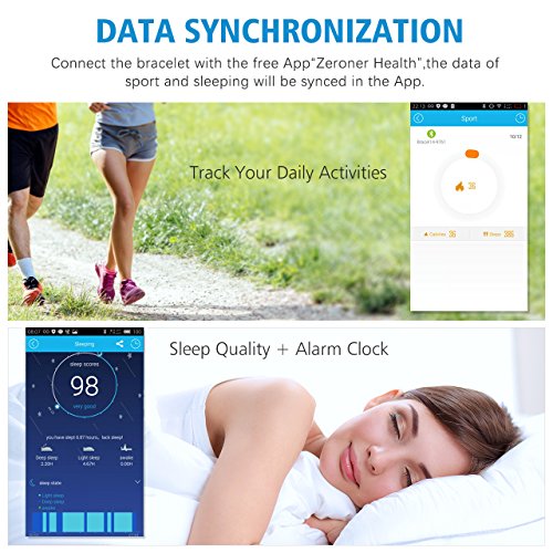 Mpow Smart Fitness Armband,Bluetooth 4.0 Sport Schrittzähler Aktivitätstracker Kalorienzähler Schlaftracker mit Gesundheit und Aktivität Überwachung für Android und iOS Smartphones - 4