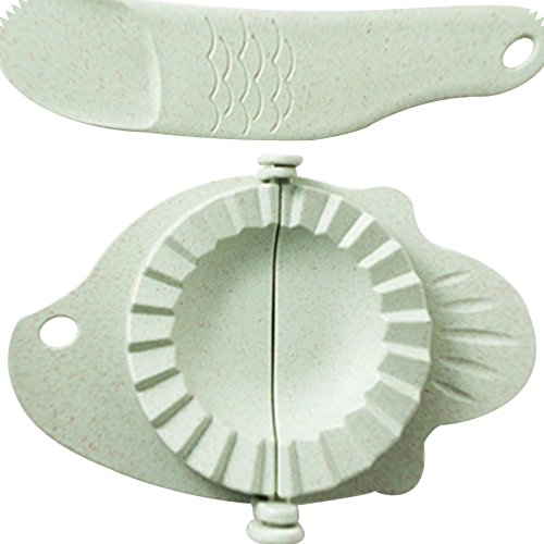 ZHOUBA Home Kitchen DIY Dumpling Press Machine Dough Pastry Mould Maker Tool + Spoon Set (Green)
