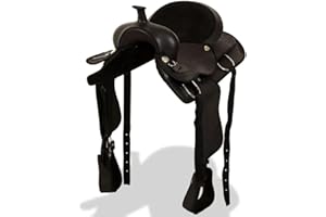 vidaXL Sella Western Testiera e Pettorale in Vera Pelle 17" Nero Equitazione