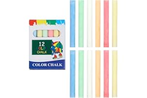 iLamvie Set Mit 12 Weißen Und Farbigen Kreiden Für Tafeln, Kreide In 5 Farben + Weiß Mit Hohem Kontrast,Für Zeichnen, Schreiben, Graffiti, Klassenzimmerutensilien.