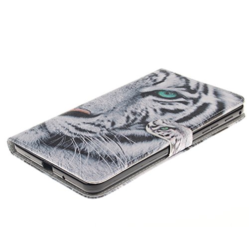 Cozy Hut Schutzhülle für Samsung Galaxy Tab 4 7.0 Zoll SM-T230 Hülle Cartoon Tiger Muster Flip Cover Case Book Soft PU Leder Bunt Painted Tasche Scratch Resistance Ledertasche Etui Rückseite Backcover mit Stand Function Magnetverschluss für Samsung Galaxy Tab 4 7.0 Zoll SM-T230 – White Tiger - 3