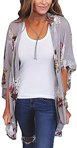 Anderlay Womens Floral Cardigans Chiffon Blouse Irregular Wrap Kimono Cardigans Casual Coverup Tops …