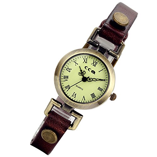 lancardo Retro Vintage Damen Armbanduhr Echt Leder Band Armband 24h Military Time (braun, 2cps) lancardo Retro Vintage Damen Armbanduhr Echt Leder Band Armband 24h Military Time (braun, 2cps)